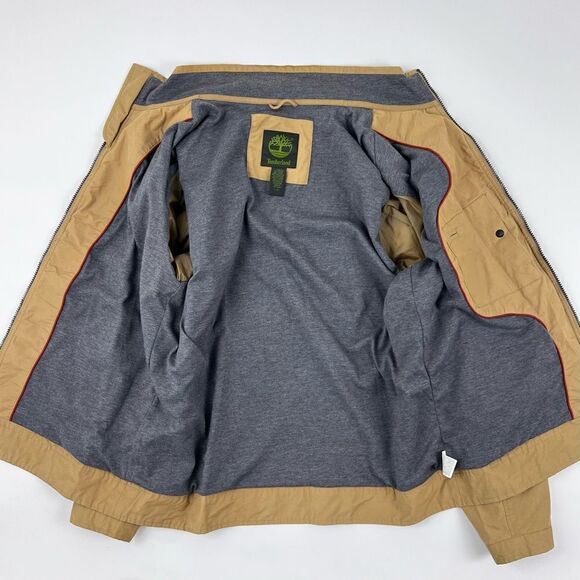 Timberland Soft Shell Jacket Beige Tan Cotton Nylon Water Repellent Size L - Picture 4 of 9